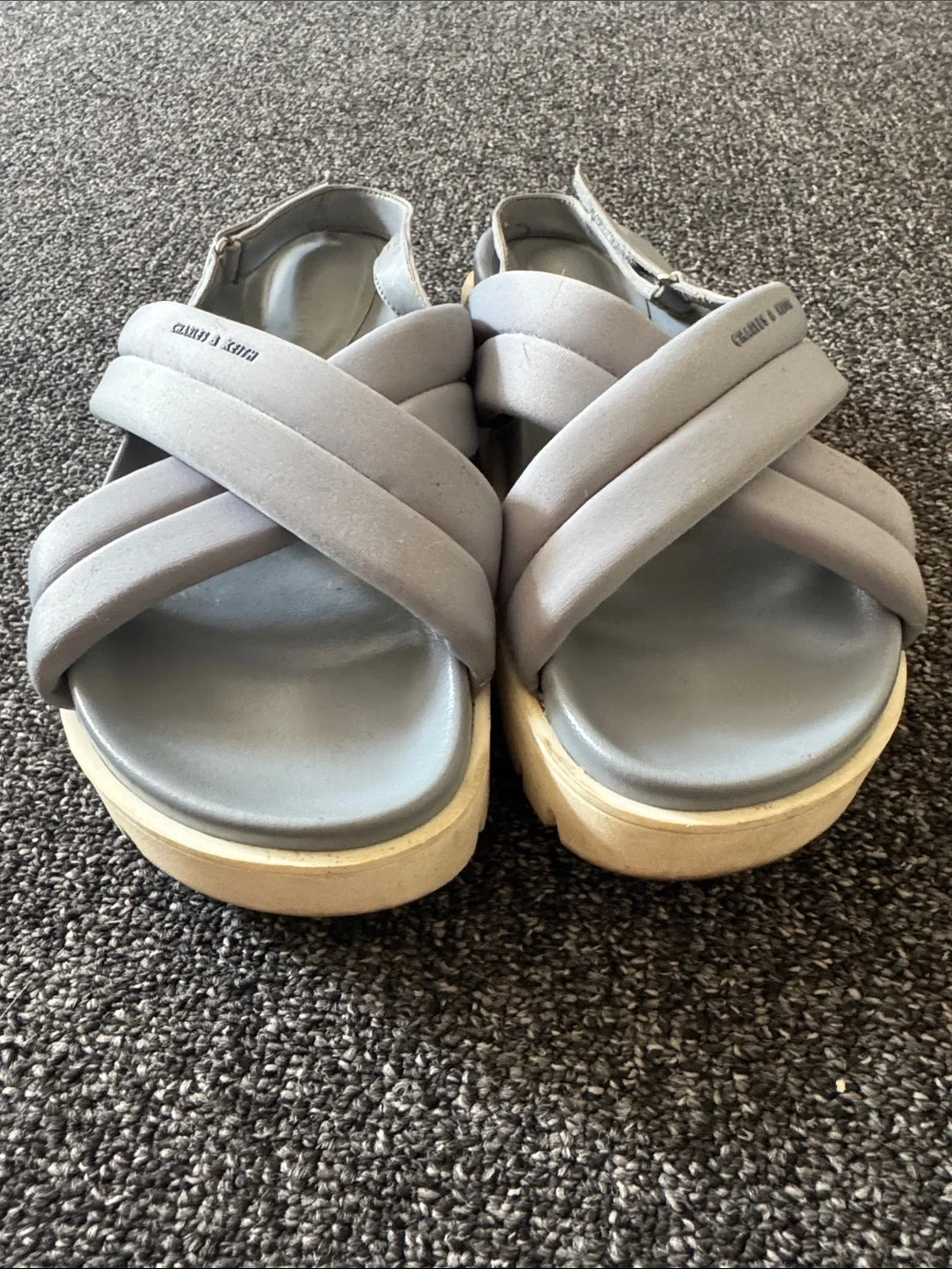 Charles & Keith Slate Blue Platform Sandals - Size 9 (39)